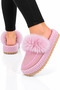 Women's Warm Feather Detailed Plush House Slippers Pudra - 3