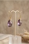 Natural Stone Drop Shaped Steel Earrings - 2