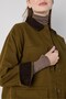 Women's Khaki Fiber Velvet Collared Coat 32105 - 6