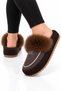 Women's Warm Feather Detailed Plush House Slippers Brown - 4