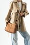 Lina Model Tan Suede Women's Shoulder Bag - 2