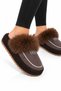 Women's Warm Feather Detailed Plush House Slippers Brown - 3