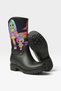 Printed Plush Waterproof Girls' Rain Boots Black - Pink - 3
