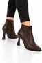 Goblet Heel Zippered Women's Boots (8cm) Brown-Black - 3