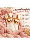 Women's Cream Orange Cat Patterned Pompom Socks Set |   Fun Sock Model with Cat Figure - 6