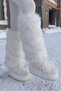Ecru Fluffy Plush Long Fur Leggings - 3