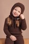 Children's Brown Plush Soft Knitted Balaclava Beanie Hat - 2