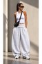 Women's Waist-Folded Camisole 3-Thread Ribbed Sweatpants - 2