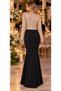 Sequin Detail V-Neck Beige/Black Classic Dress - 2