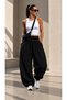 Women's Waist-Folded Camisole 3-Thread Ribbed Sweatpants