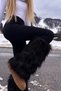 Black Fluffy Plush Long Fur Leggings