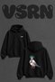 Ny Liberty Pigeon Design Back Printed Oversize Black Hooded Sweatshirt