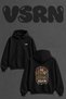 Lost Time Lettering Design Back Print Oversize Black Hooded Sweatshirt