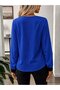 Women's Long Sleeve Asymmetrical Collar Detailed Buttoned Imported Crepe Blouse - 3