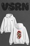 Irezumi Dragon Design Back Printed Oversize White Hooded Sweatshirt