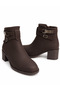 Women's Emerald Smoked Silver Buckle Modern Zippered Thick Heeled Ankle Boots - 4