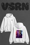 Jazz Muzik_1 Design Back Printed Oversize White Hooded Sweatshirt
