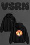 سويت شيرت بقلنسوة أسود كبير الحجم مطبوع من الخلف بتصميم Sunrise Runner