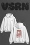 Turk Kirik Hali Design Back Printed Oversize White Hooded Sweatshirt