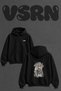 Cossack Hetman Design Back Printed Oversize Black Hooded Sweatshirt