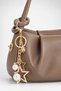 Women's Jasmine Dark Mink Faux Leather Drawstring Knot Handle Mini Hand and Shoulder Bag with Star Accessories - 2