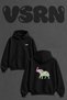 Elephant Word Art Design Back Printed Oversize Black Hooded Sweatshirt