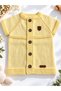 Hand Knitted Baby Vest Short Sleeve Buttoned Blue Yellow 6-24 Months Double Set / 2 Pieces - 5