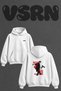 Ateez Guerrilla Design Back Printed Oversize White Hooded Sweatshirt
