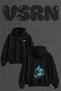 Karli Dag Atli Design Back Printed Oversize Black Hooded Sweatshirt