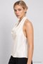Degaje Collar Satin Surface Blouse Lgk0012 Ecru - 4
