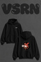 Octopus Vinyl Design Back Printed Oversize Black Hooded Sweatshirt