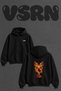 Kelebek Women's Design Back Printed Oversize Black Hooded Sweatshirt