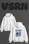 Dream Big Butterfly Design Back Printed Oversize White Hooded Sweatshirt