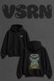 Ufo Abduction_1 Design Back Printed Oversize Black Hooded Sweatshirt