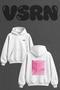 Cherry Blossom Design Back Print Oversize White Hooded Sweatshirt
