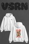 Tatsumaki Ramen Design Back Printed Oversize White Hooded Sweatshirt