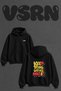 Keep Trying Quote Design Back Printed Oversize Black Hooded Sweatshirt