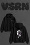 Cyborg Women's Design Back Printed Oversize Black Hooded Sweatshirt