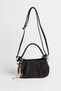 Women's Jasmine Black Suede Drawstring Knot Handle Mini Hand and Shoulder Bag with Star Accessories - 3