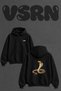 Cobra Snake Design Back Printed Oversize Black Hooded Sweatshirt