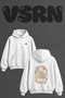 Lost Time Lettering Design Back Printed Oversize White Hooded Sweatshirt