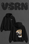 Roaring Tiger_1 Design Back Print Oversize Black Hooded Sweatshirt