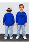 Boy's Crew Neck Sweatshirt Printed 3 Yarn Threaded Winter Comfortable Fit Cotton Sweatshirt