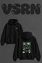 Tired Eyes Design Back Printed Oversize Black Hooded Sweatshirt
