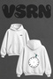 Time Control Design Back Printed Oversize White Hooded Sweatshirt