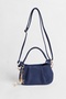 Women's Jasmine Navy Blue Suede Drawstring Knot Handle Mini Hand and Shoulder Bag with Star Accessories - 3