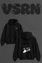 Punk Boombox Design Back Printed Oversize Black Hooded Sweatshirt