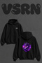 Purple Dragon Design Back Printed Oversize Black Hooded Sweatshirt