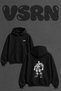 Bodybuilder Design Back Printed Oversize Black Hooded Sweatshirt