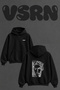 G Dragon Design Back Printed Oversize Black Hooded Sweatshirt